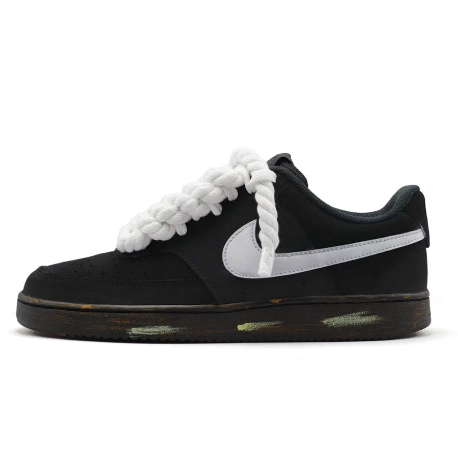 Nike Nike Court Vision 1 Gothic Woven Cushioning, Wear Resistant Low top Skateboard Shoes Men's Black White