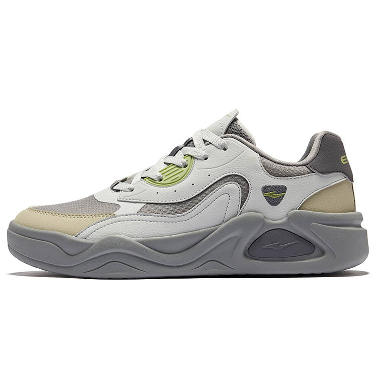 Erke The Clouds Come Slip Resistant Abrasion Resistant Low top Skateboard Shoes Men's Medium Gray White Dew Gray