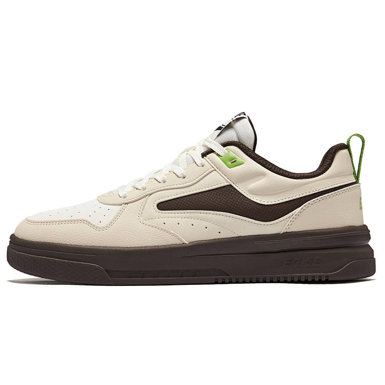 Erke Unrestrained Slip Resistant Abrasion Resistant Low top Skateboard Shoes Men's Warm Linen Microcrystal White
