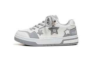 Meiretu Slip Resistant Abrasion Resistant Slip Resistant Abrasion Resistant Low top Skateboard Shoes Men's Gray
