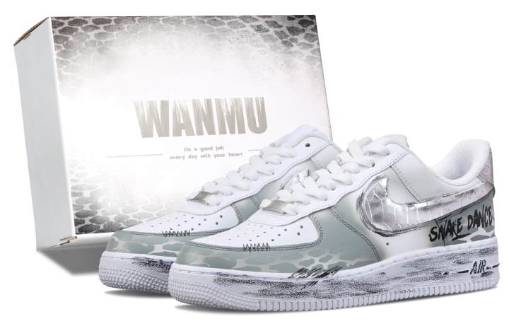 Nike Nike Air Force 1 Slip Resistant Abrasion Resistant Low top Skateboard Shoes Unisex Silver White Gray
