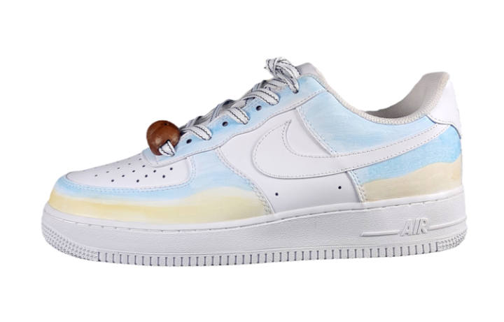 Nike Nike Air Force 1 Low top Skateboard Shoes Men's Blue Yellow White