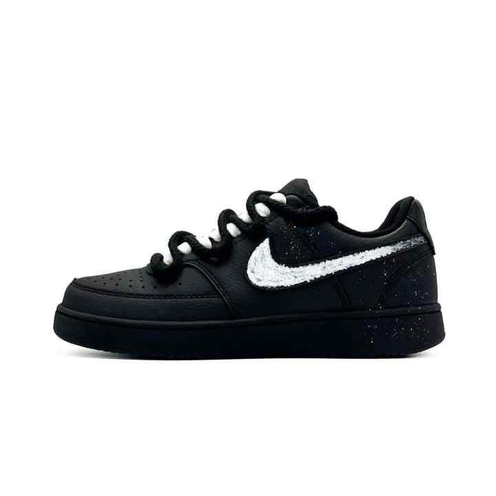 Nike Nike Court Vision Low Night Walk Ink Splatter PU Synthetic Leather Cushioning Abrasion Resistant Lightweight Low top