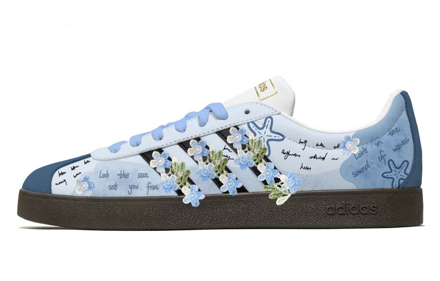 Adidas Adidas VL COURT 2.0 Love Planner, Cerulean Low top Skateboard Shoes Unisex Blue