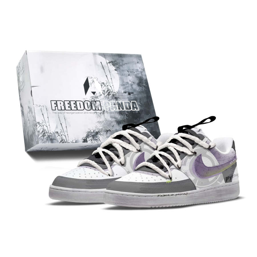 Nike Nike Court Vision Slip Resistant Cushioning Abrasion Resistant Low top Skateboard Shoes Men's Gray Purple