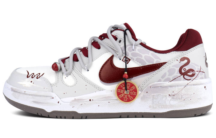 Nike Nike Full Force Slip Resistant Abrasion Resistant Low top Skateboard Shoes Men's Red Gray