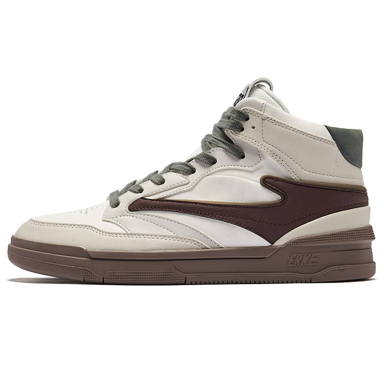 Erke No Pair 3.0 Slip Resistant Abrasion Resistant High top Skateboard Shoes Men's White Umber