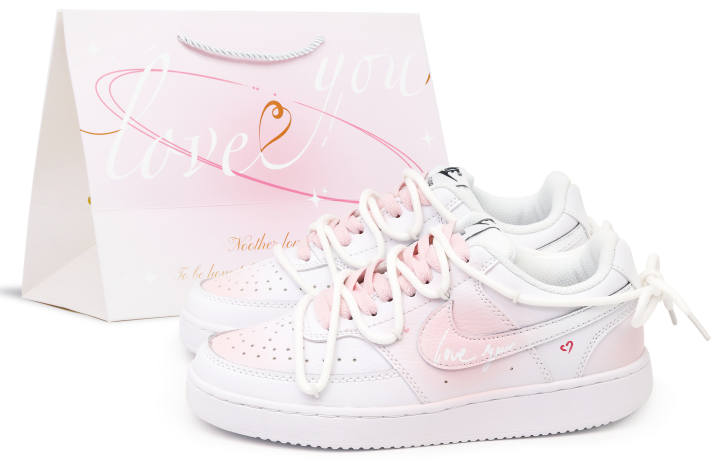 Nike Nike Court Vision 1 Low top Skateboard Shoes Women's Pink White