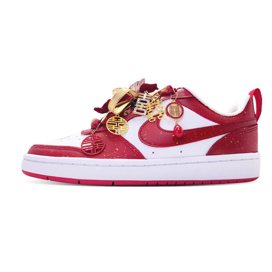 Nike Nike Court Borough 2 Cushioning, Wear Resistant Low top Skateboard Shoes Women's Red White