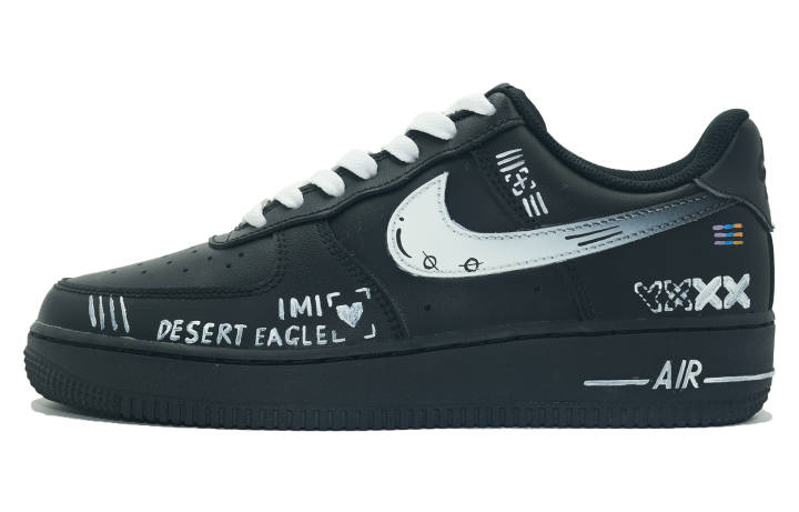Nike Nike Air Force 1 Slip Resistant Abrasion Resistant Low top Skateboard Shoes Unisex Black White