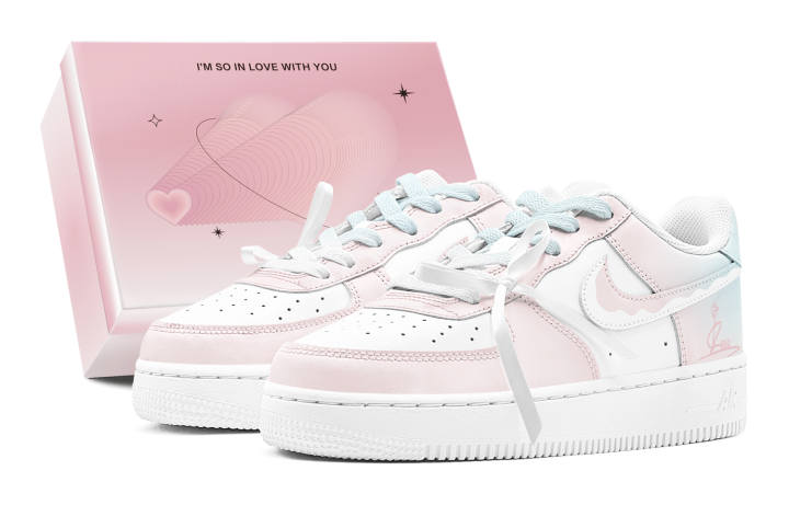 Nike Nike Air Force 1 Low top Skateboard Shoes Women's Pink Blue