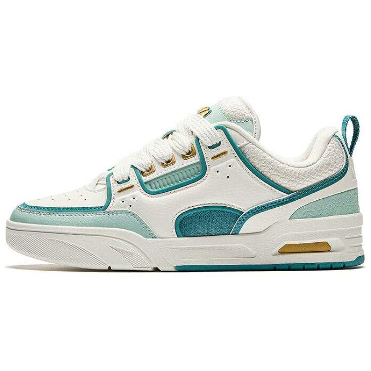 Anta Slip Resistant Height Increasing Lightweight Low top Skateboard Shoes Women's White Cyan