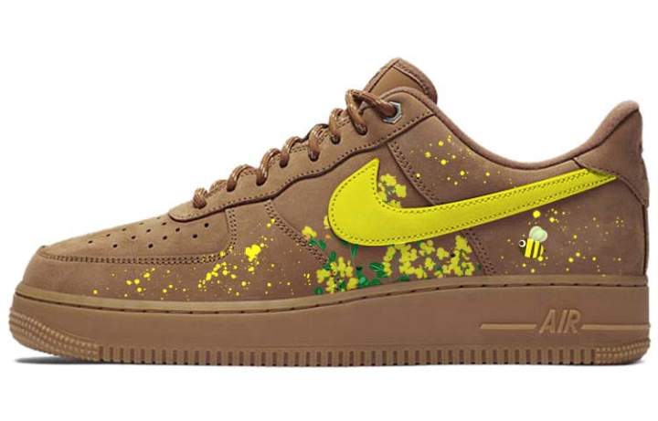 Nike Nike Air Force 1 Skateboard Shoes Unisex Low Top Brown/Yellow