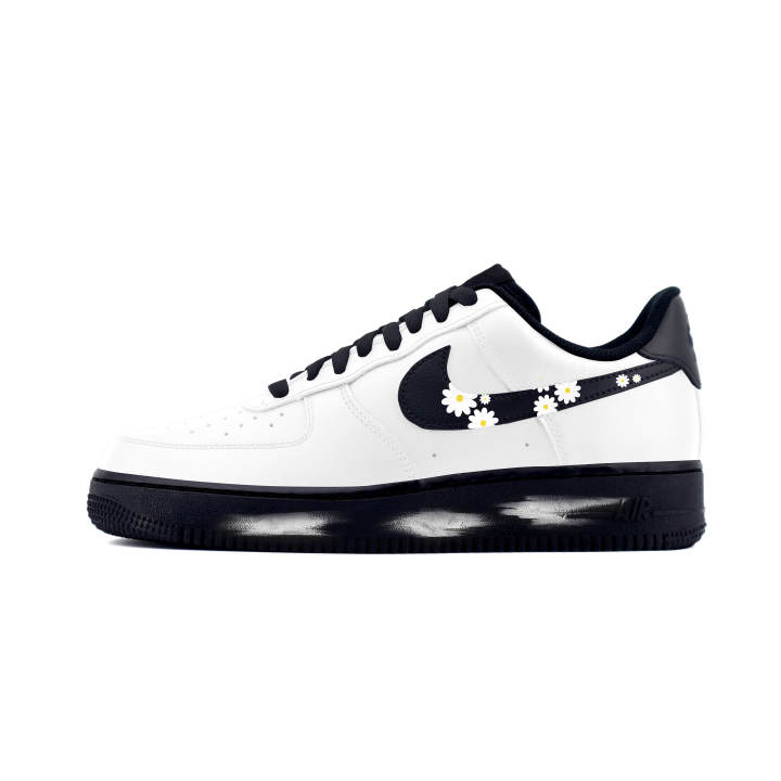 Nike Nike Air Force 1 Cool Black Leather Abrasion Resistant Low top Skateboard Shoes Unisex White