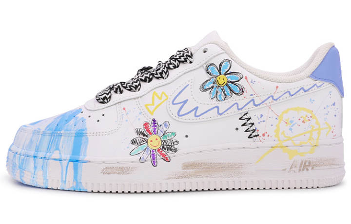 Nike Nike Air Force 1 07 Leather Coverage Thermal Coverage Low top Skateboard Shoes Men's White Blue