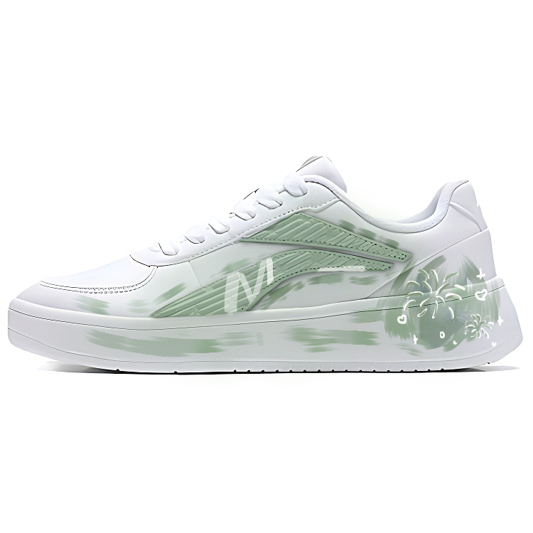 Li-Ning Li Ning Slip Resistant, Abrasion Resistant, Lightweight Low top Skateboard Shoes Unisex White Green