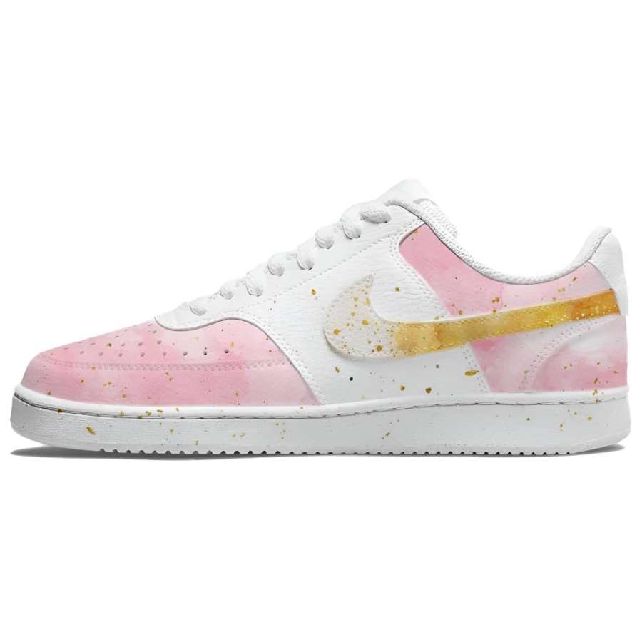 Nike Nike Court Vision 1 Wisdom Leather Abrasion Resistant Low top Skateboard Shoes Unisex Pink White