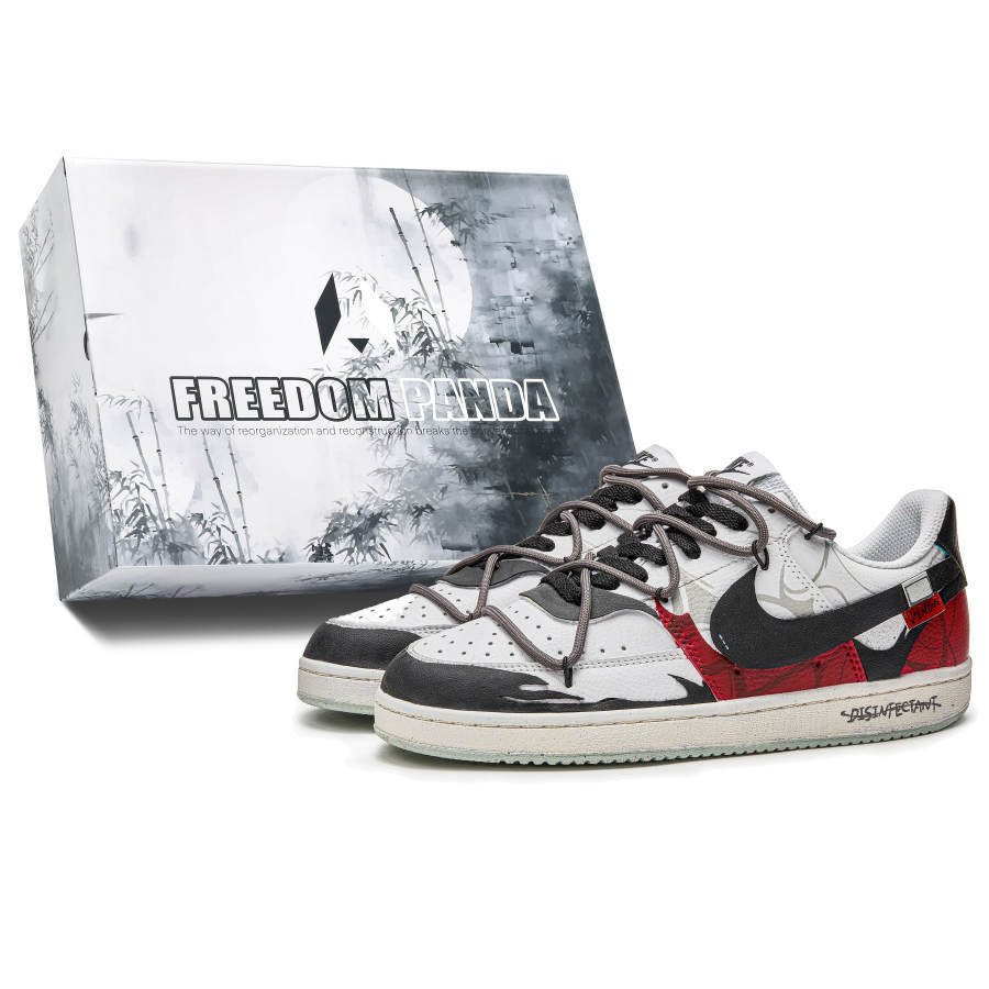 Nike Nike Court Vision 1 Freedom Panda, Box, Black Red Poison Slip Resistant Low top Skateboard Shoes Men's Red Black