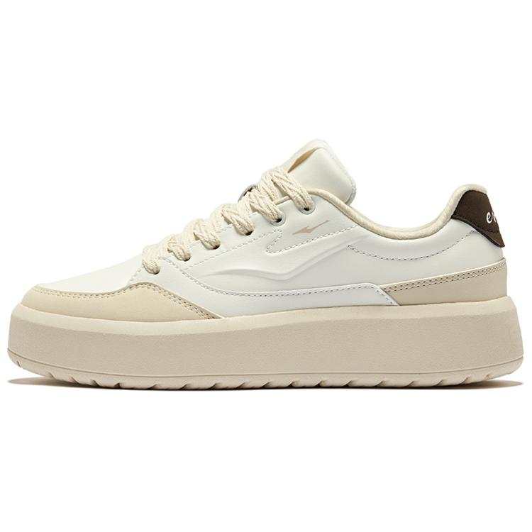 Erke Slip Resistant Abrasion Resistant Low top Skateboard Shoes Women's Microcrystal White Warm Linen