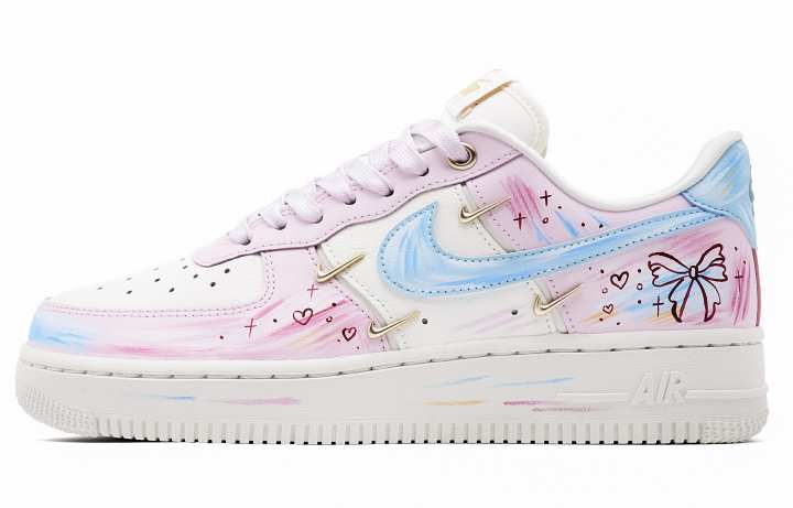 Nike Nike Air Force 1 Peach Oolong Cushioning Lightweight Low top Skateboard Shoes Women's Blue Pink