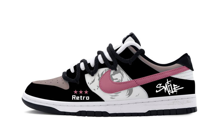 Nike Nike Dunk Smile Huichao Low top Skateboard Shoes Unisex Black Pink Umber