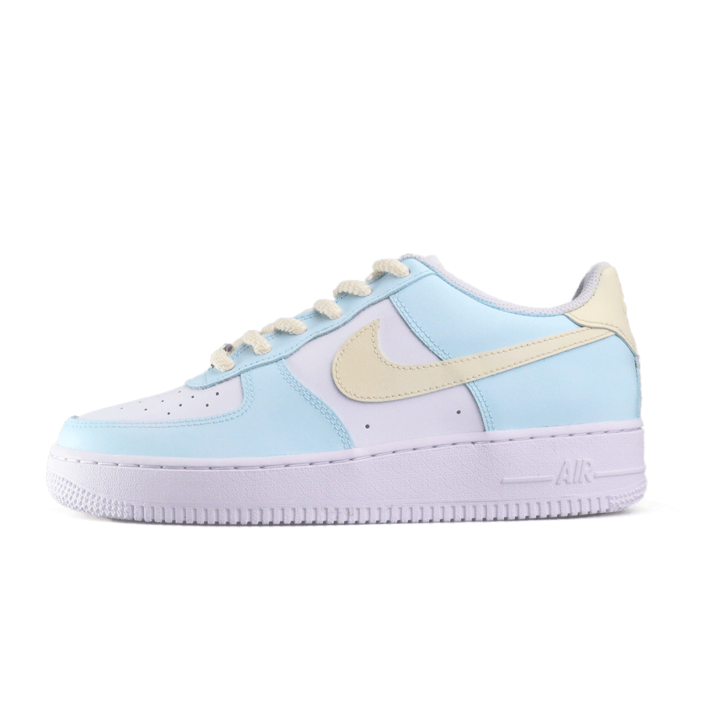 Nike Nike Air Force 1 Air Force 1, Blue Cat Artistry Abrasion Resistant Low top Skateboard Shoes Unisex Blue Yellow