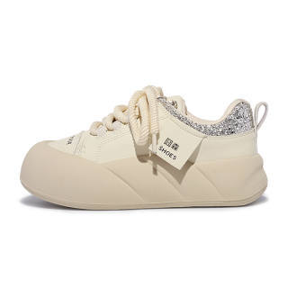 JIONGSEN Abrasion Resistant Slip Resistant Abrasion Resistant Slip Resistant Low top Skateboard Shoes Women's Beige