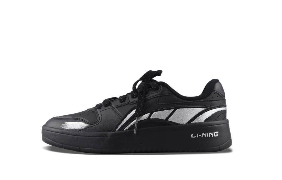Li-Ning Li Ning Slip Resistant, Abrasion Resistant, Height Increasing Low top Skateboard Shoes Men's Black Silver