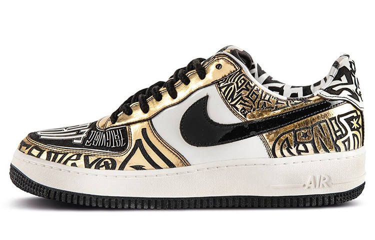 Nike UNDEFEATED X Nike Air Force 1 Skateboard Shoes Men's Low Top White/Gold