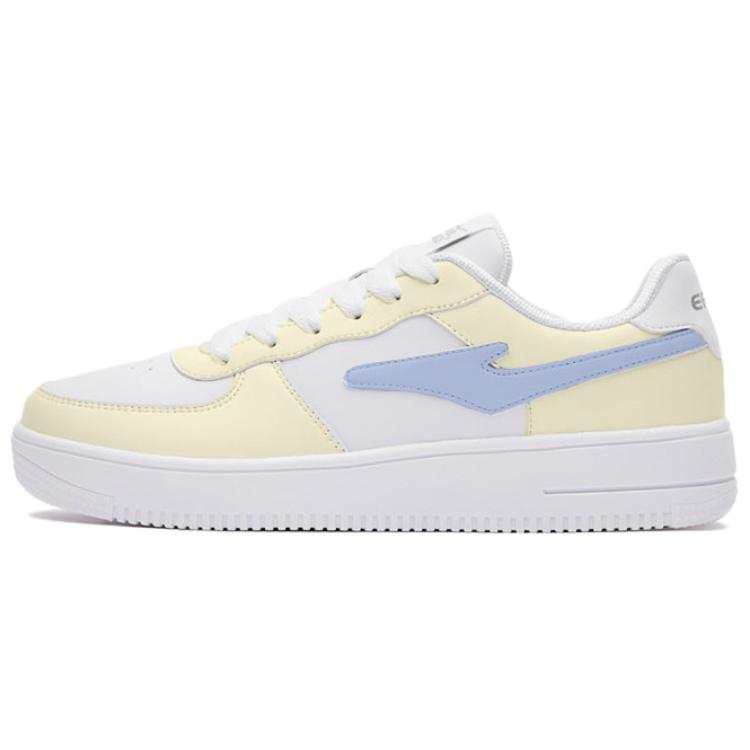 Erke Slip Resistant Abrasion Resistant Low top Skateboard Shoes Men's White Yellow