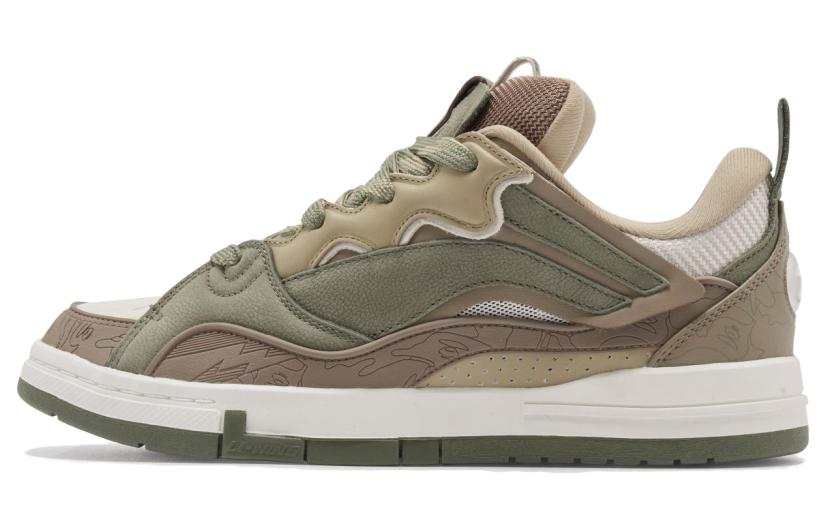 Li-Ning Aape x Li Ning Wave Slip Resistant Abrasion Resistant Low top Skateboard Shoes Men's Green Umber
