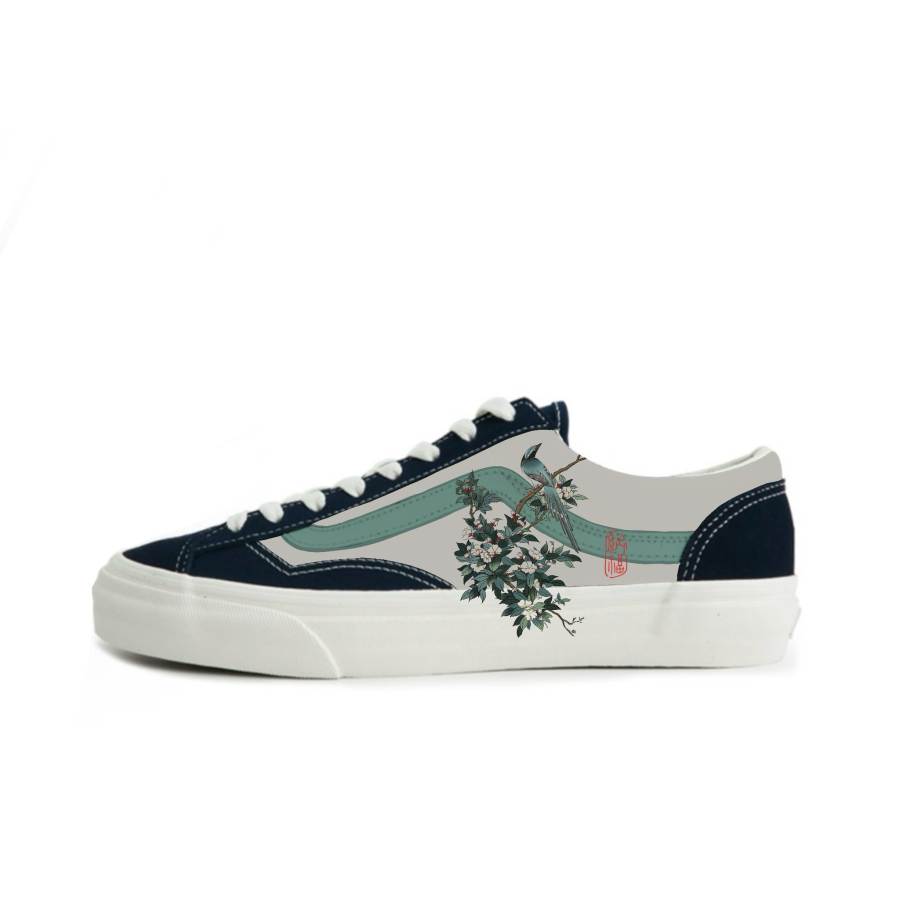 Vans Style 36 Suede Slip Resistant Abrasion Resistant Low top Skateboard Shoes Unisex Blue Green
