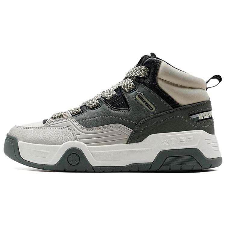 XTEP Sky Spine Slip Resistant Abrasion Resistant High top Skateboard Shoes Men's Gray Green