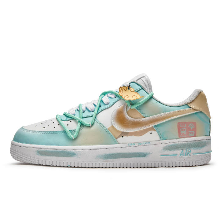 Nike Nike Air Force 1 ADCDAVINCI Custom, Auspicious Birds And Clouds Slip Resistant Slip Resistant Low top Skateboard Shoes