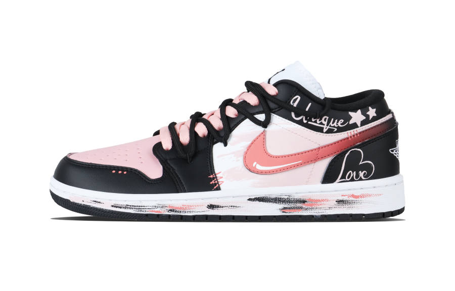 Jordan Jordan Air Jordan 1 Unique Love Trail Low top Skateboard Shoes Unisex Pink Black