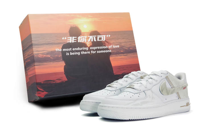 Nike Nike Air Force 1 Slip Resistant Abrasion Resistant Low top Skateboard Shoes Women's White Gray