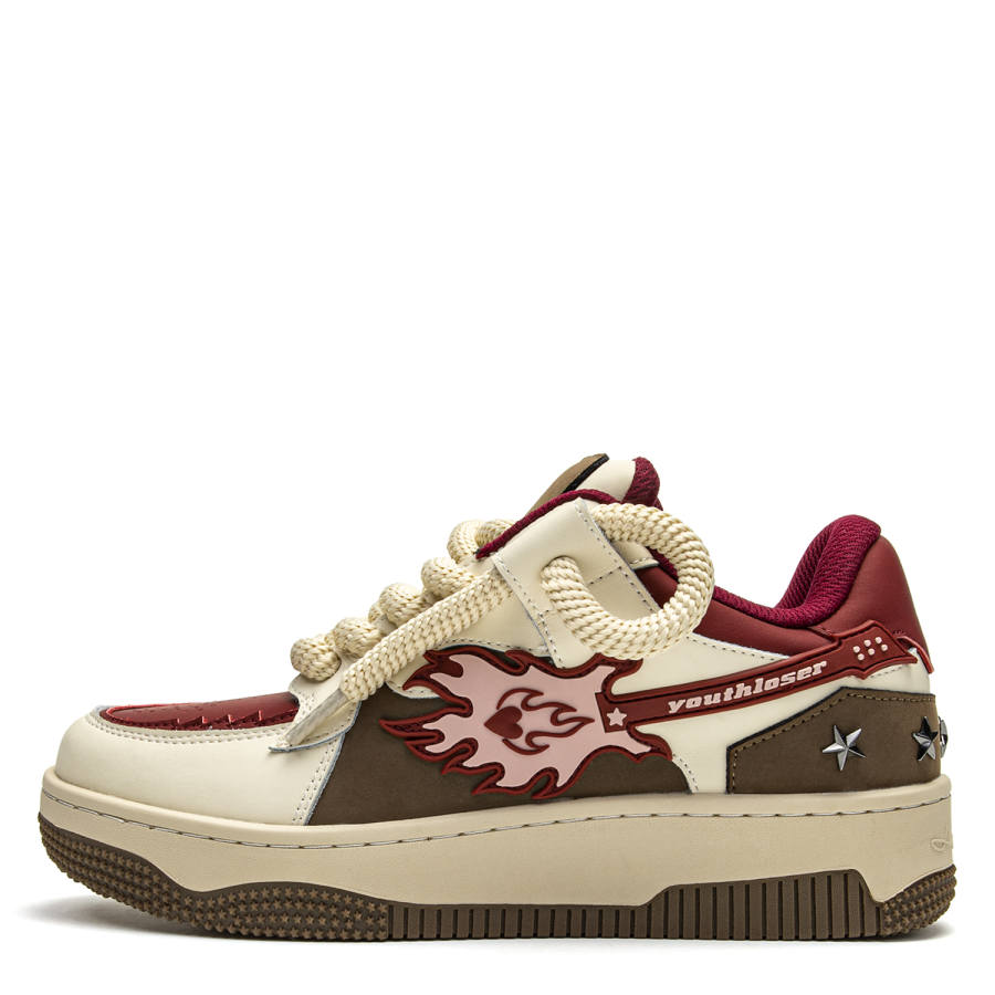 Youthloser Rock Boy Collection Low top Skateboard Shoes Unisex Red Brown