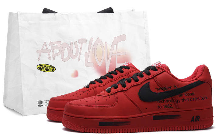 Nike Nike Air Force 1 Slip Resistant Abrasion Resistant Low top Skateboard Shoes Unisex Red Black