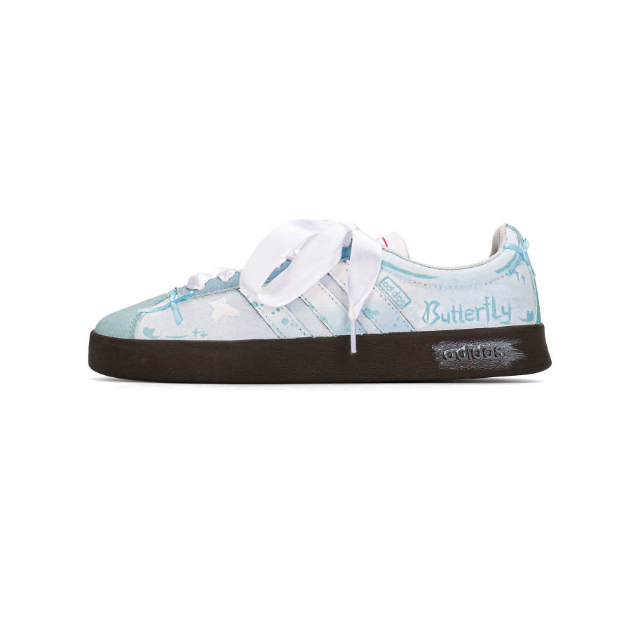 Adidas Adidas VL COURT 2.0 Butterfly Dancing Abrasion Resistant Low top Skateboard Shoes Unisex Light Blue