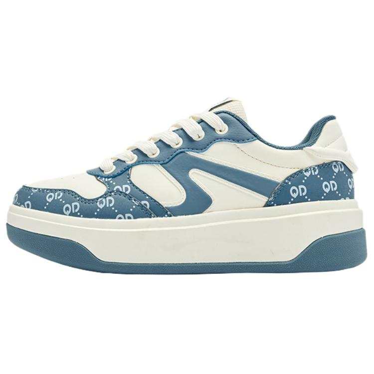 QIAODAN Coverage Slip Resistant Coverage Slip Resistant Low top Skateboard Shoes Women's White Blue