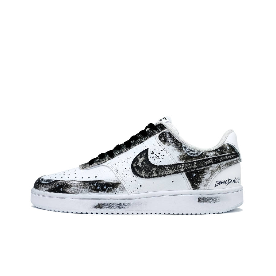 Nike Nike Court Vision 1 Anti-Slip Wear-Resistant Lightweight Breathable Low-Top Skateboard Shoes Men's Black White