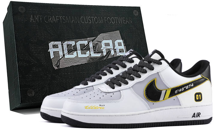 Nike Nike Air Force 1 Lightweight Low top Skateboard Shoes Men's White Yellow