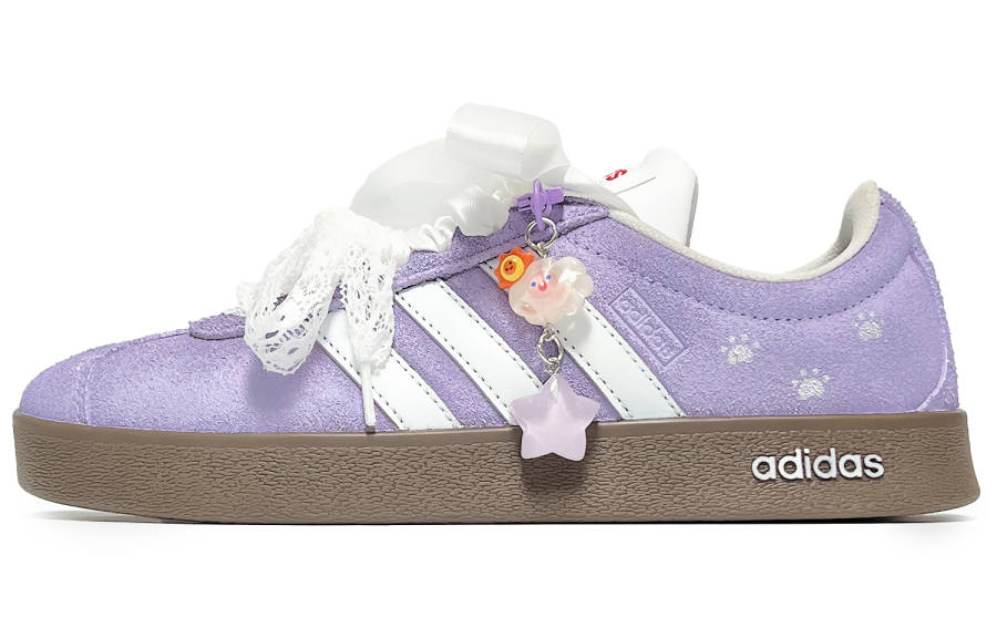 Adidas Adidas VL COURT 2.0 Purple Misty Star Whisper Abrasion Resistant Low top Skateboard Shoes Unisex White Purple