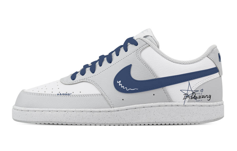 Nike Nike Court Vision Starry Sea Abrasion Resistant Low top Skateboard Shoes Men's White Blue