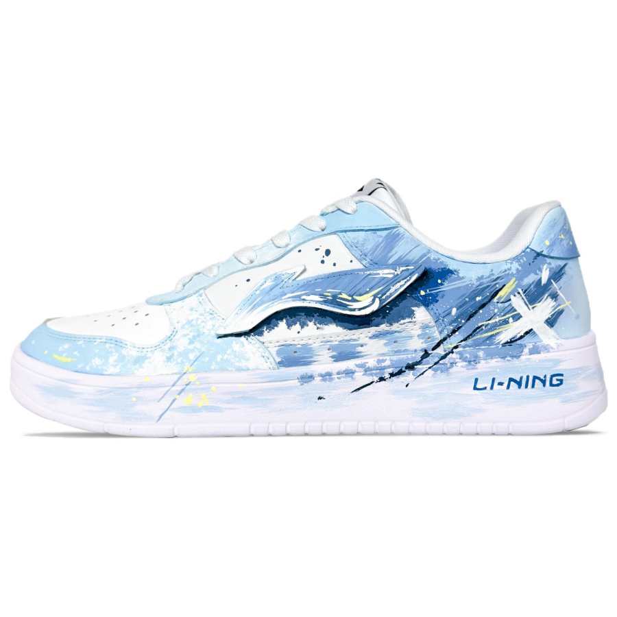 Li-Ning LiNing Pontoon Boats Slip Resistant Cushioning Abrasion Resistant Low Top Skateboard Shoes Men's Blue