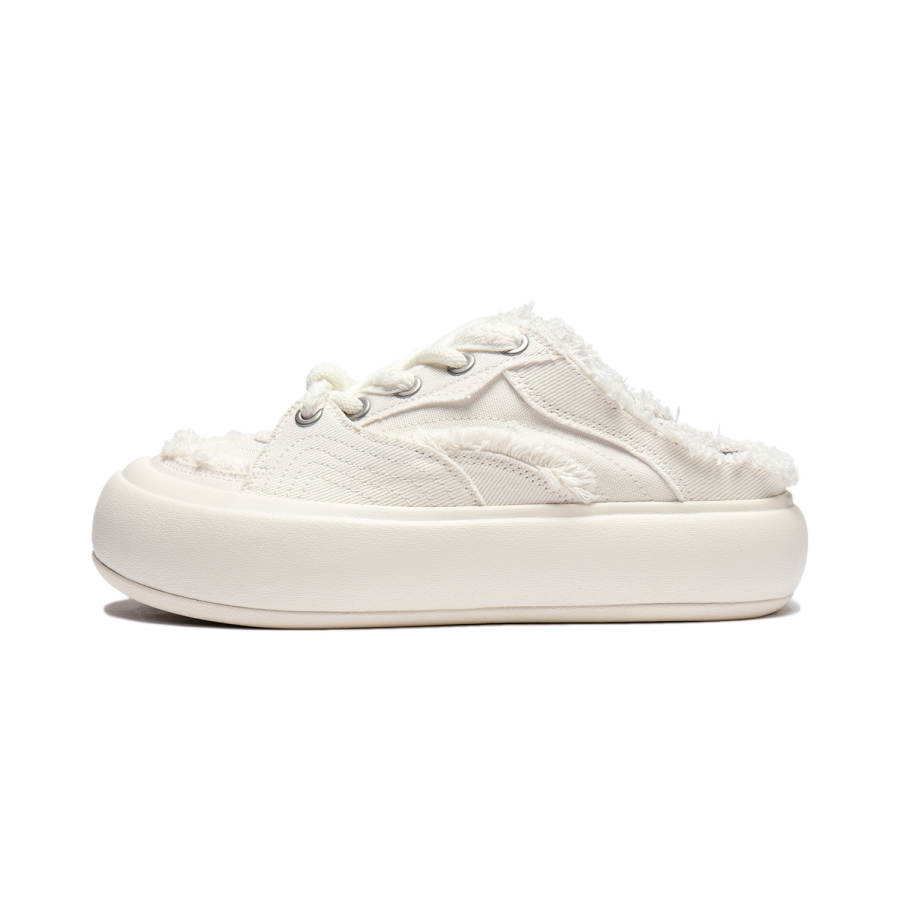 Li-Ning Li Ning Cream Puff Mule Cushioning Abrasion Resistant Cushioning, Wear Resistant Low top Skateboard Shoes Women's Ecru