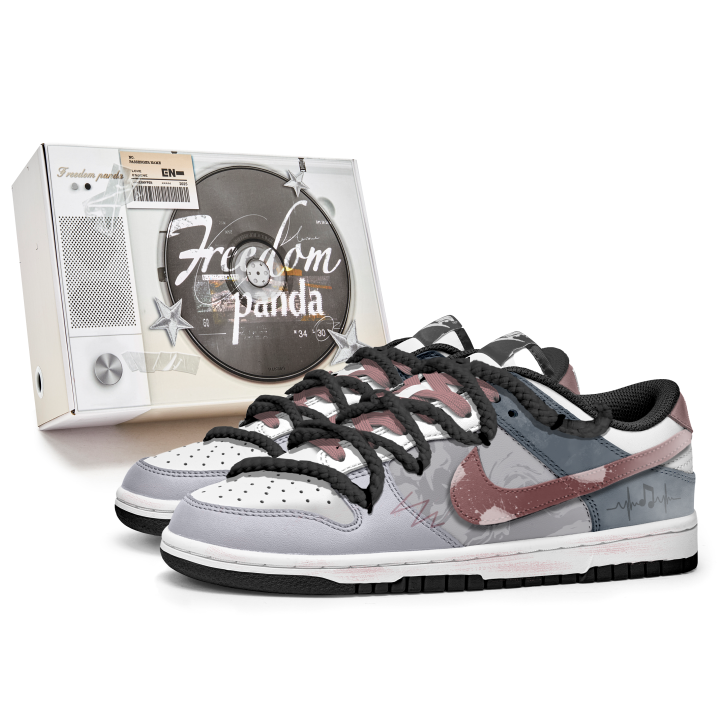 Nike Nike Dunk Slip Resistant Abrasion Resistant Low top Skateboard Shoes Unisex Gray Pink