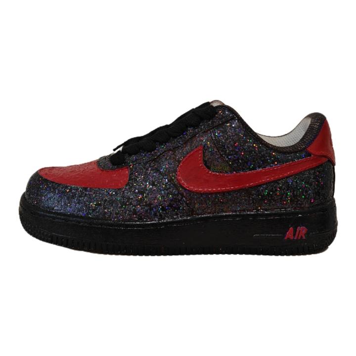 Nike Nike Air Force 1 Low top Skateboard Shoes Men's Black Red