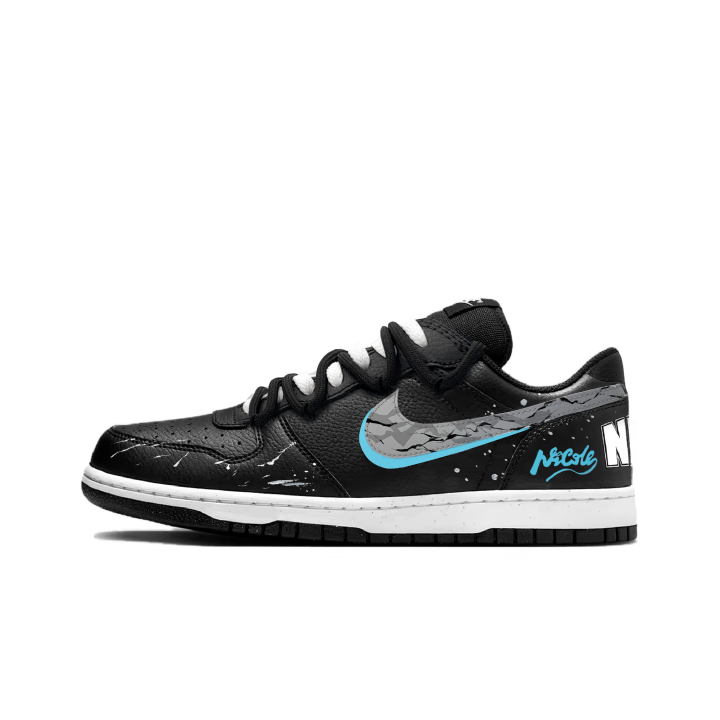 Nike Nike Big Dark Night Aurora Leather Low top Skateboard Shoes Men's Black
