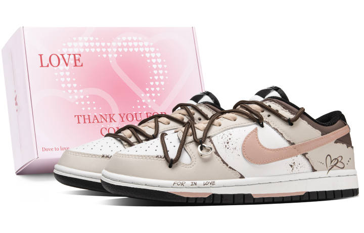 Nike Nike Dunk Mocha Pink Brown, Box Leather Abrasion Resistant Low top Skateboard Shoes Unisex Beige Brown